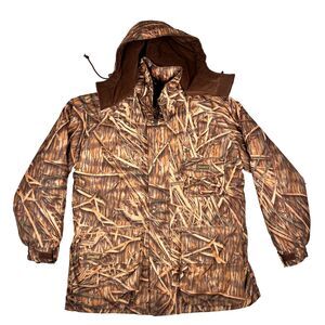Gamehide Camo Hunting Jacket Men's L Lined‎ Hooded Mossy Oak Shadow Grass READ